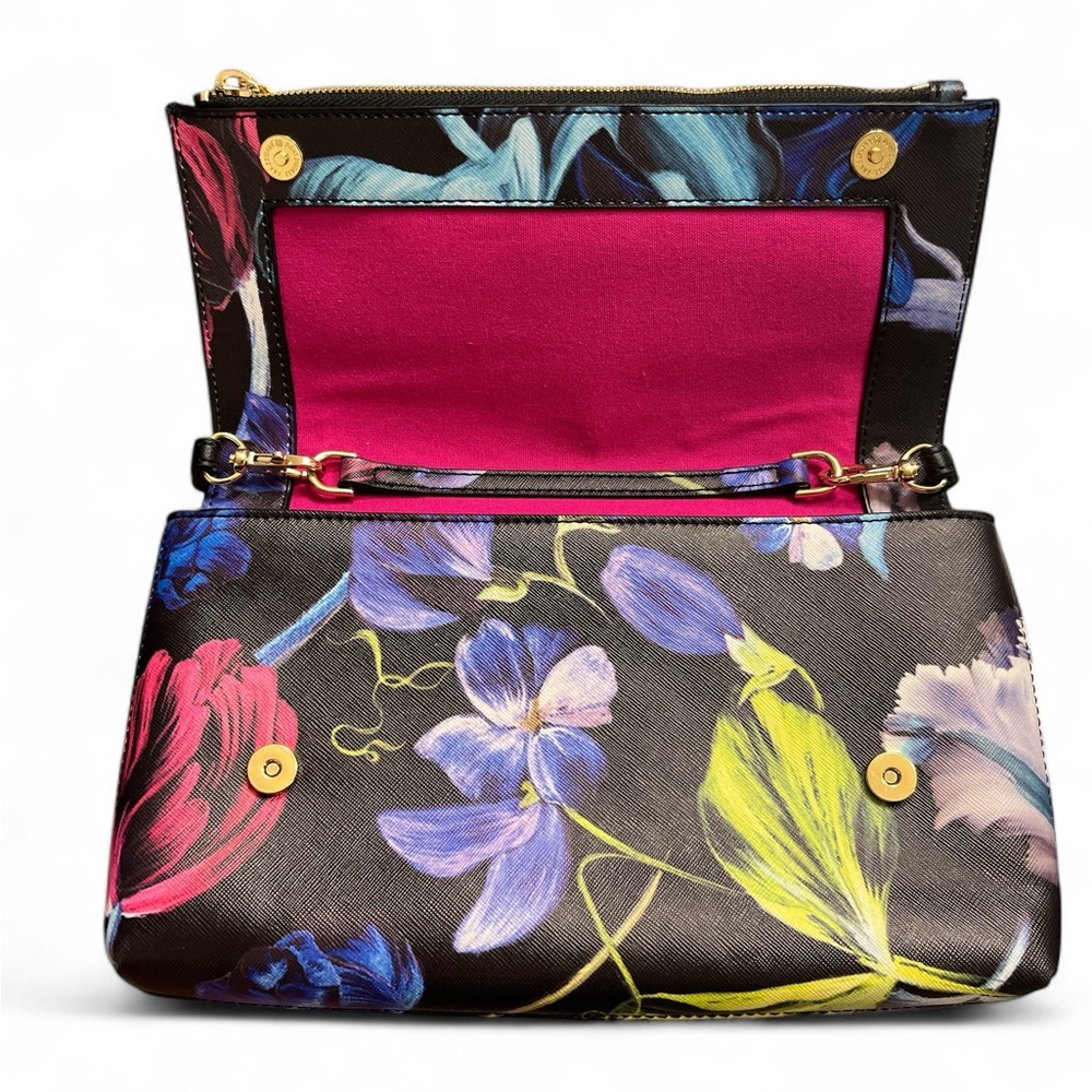 Ted Baker Floral Print Crossbody Bag in Black, Pink, Blue, Yellow - Picture 4 of 7